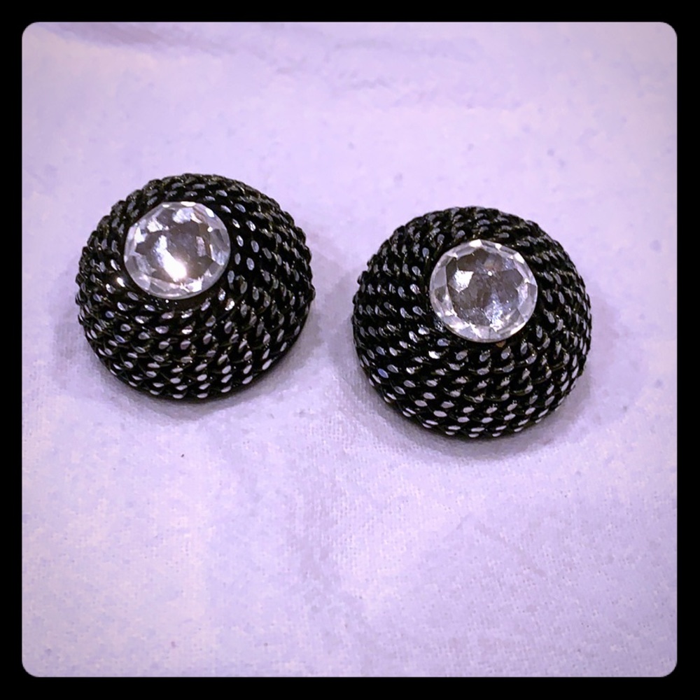 Vintage Black Clip On Earrings